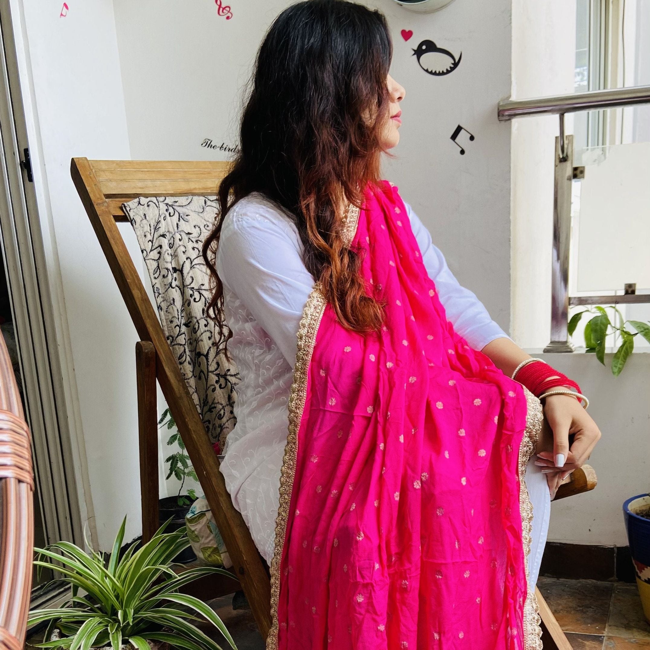 HotPink Chiffon Dupatta