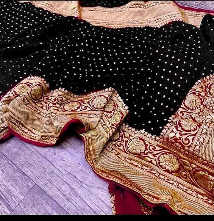 Black Banarasi Khaddi saree - jhakhas.com