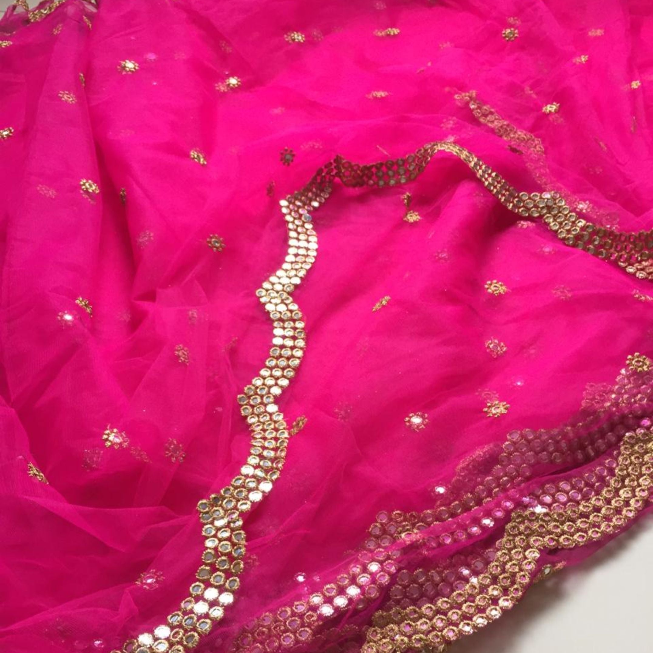 Designer Dupatta In Hotpink