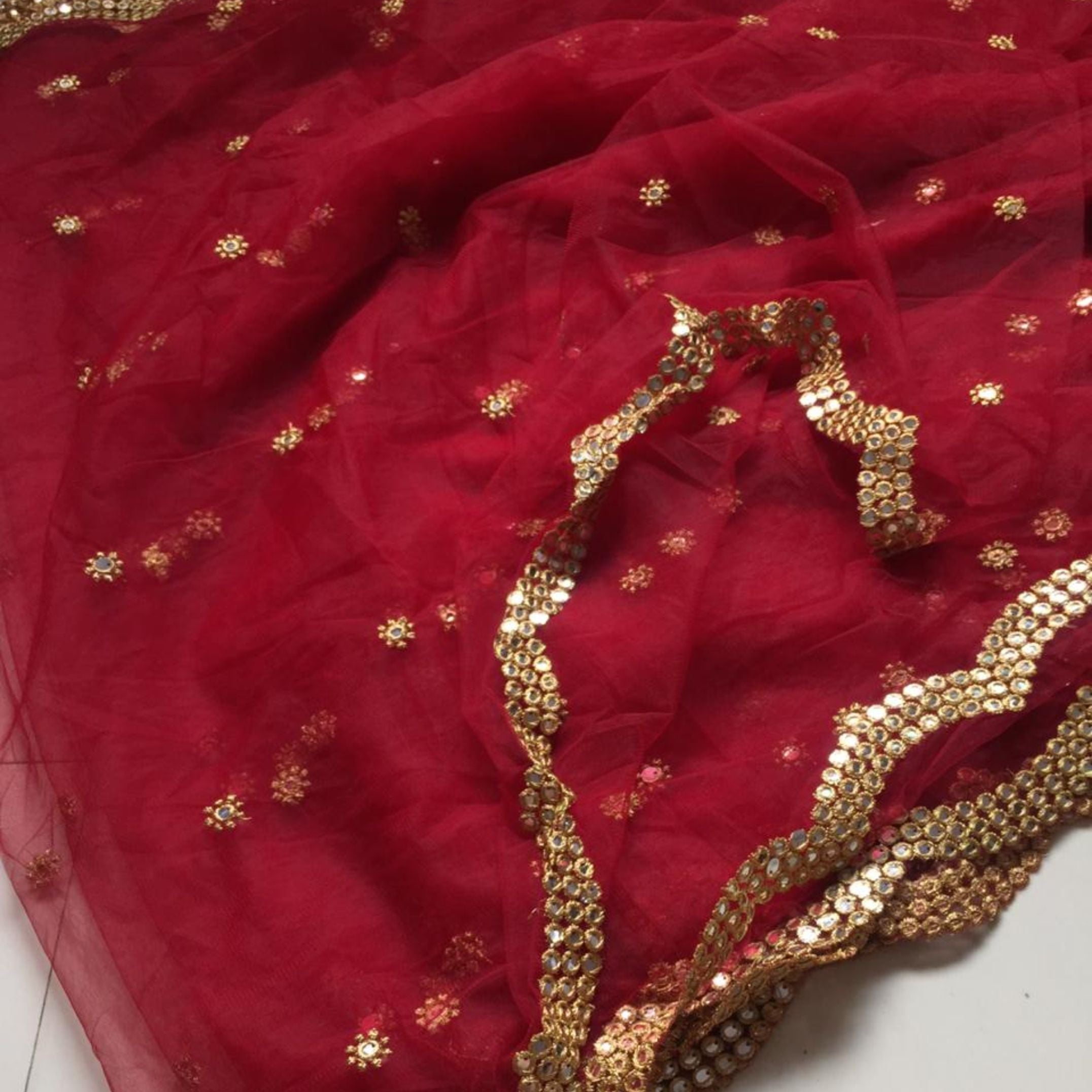 Designer Dupatta In Mehroon