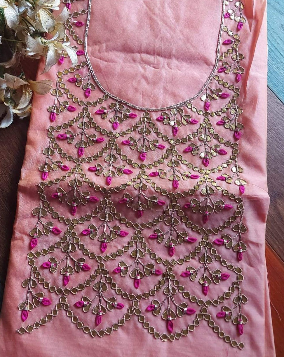 Gota Patti Kurti In Peach,Latest Hand Gota Patti Suit Online,Shop Gota Patti Suit Set At Best Rates