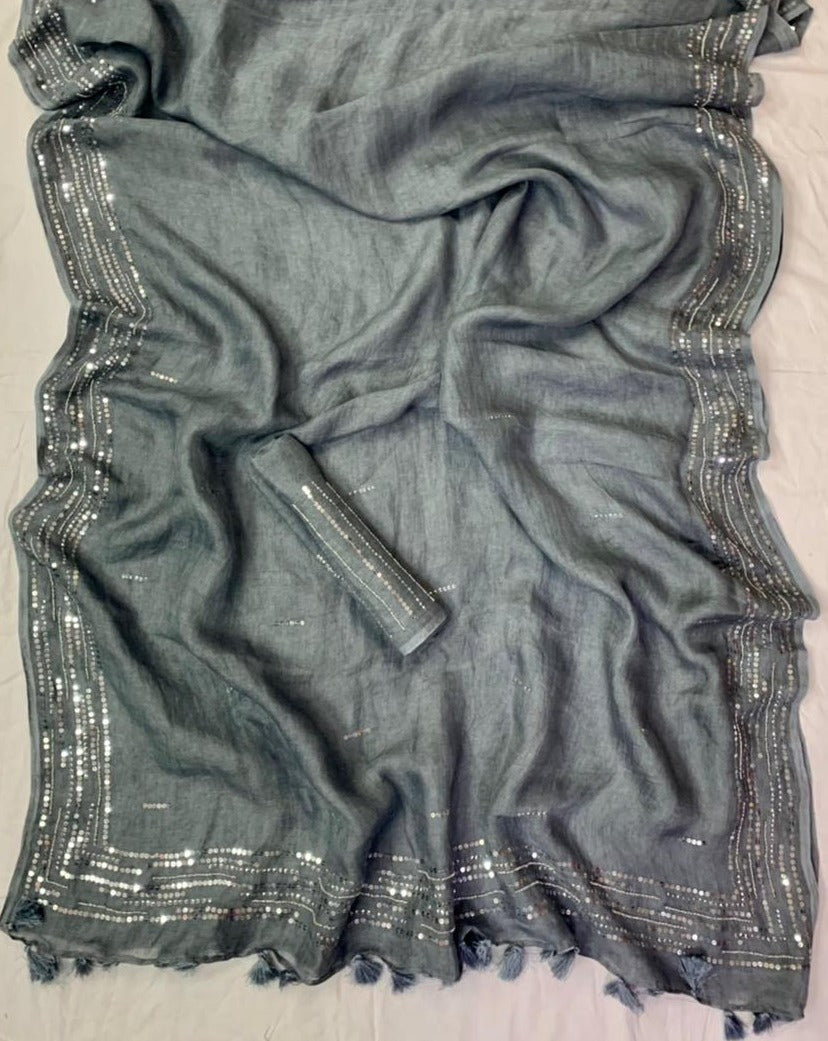 ,Linen Saree, Office Wear Saree At Jhakhas.Com