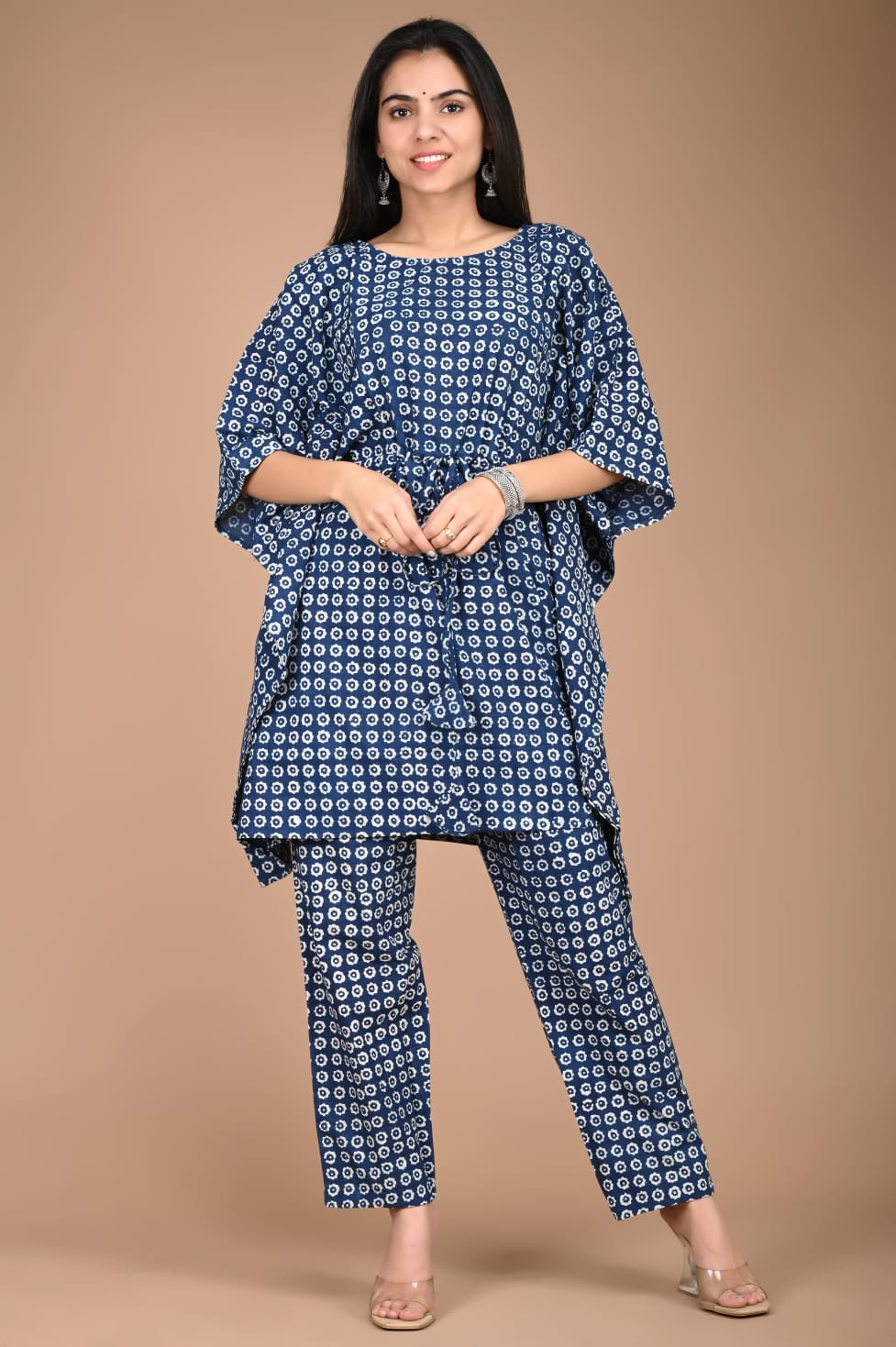 Blue Cotton Kaftan Set