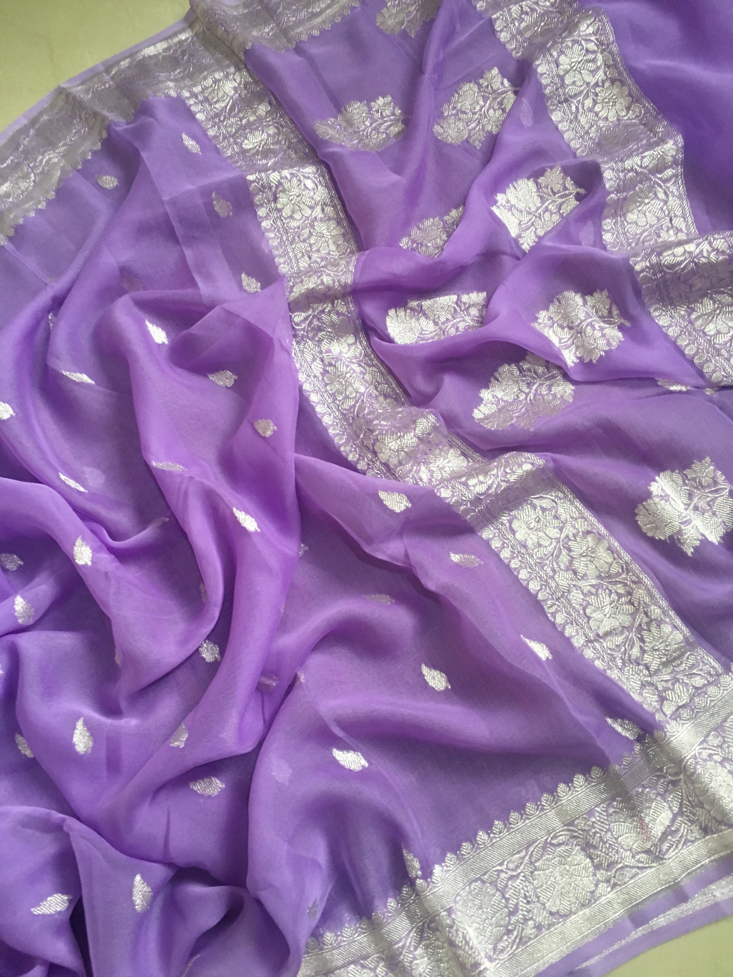 Light Purple Banarasi Khaddi Georgette Saree