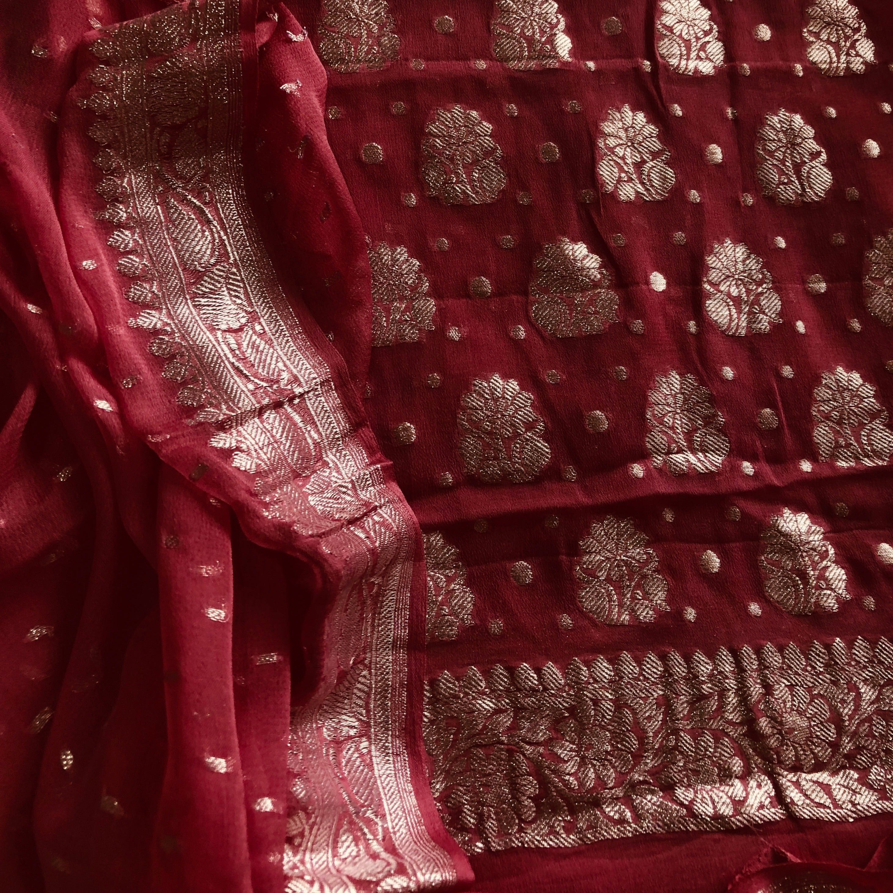Maroon Wine Banarasi Khaddi Salwar Suit