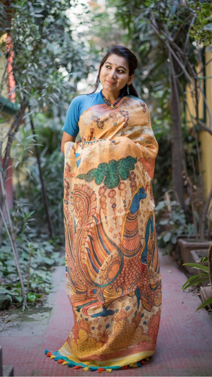 Bengal Handloom Linen Saree,Shop Linen Saree Online,Buy Floral Print At Best Rate