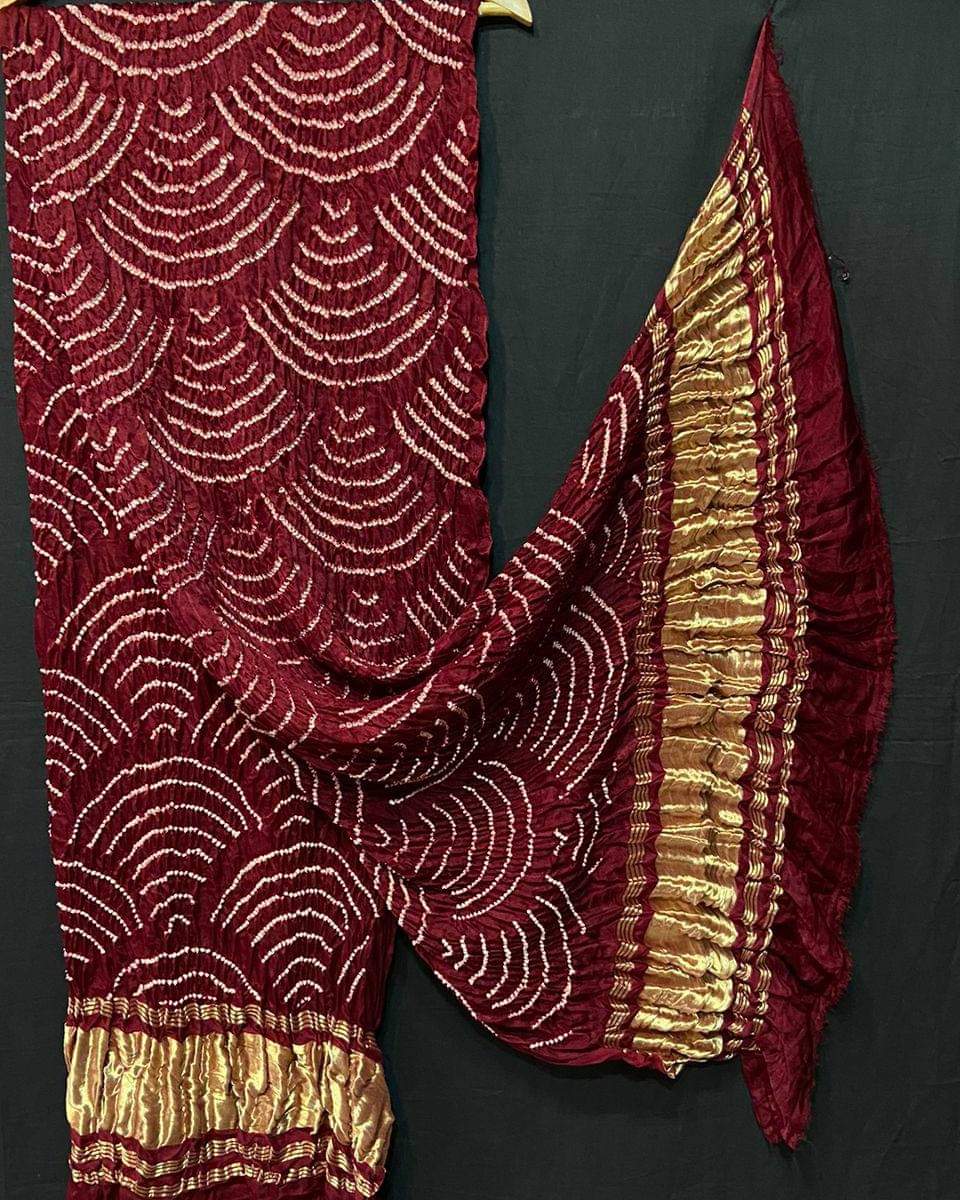 Maroon Pure Gajji Silk Dupatta
