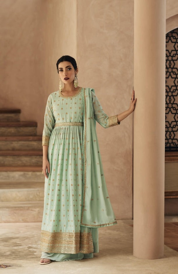 Mint Indo Western Sharara Set