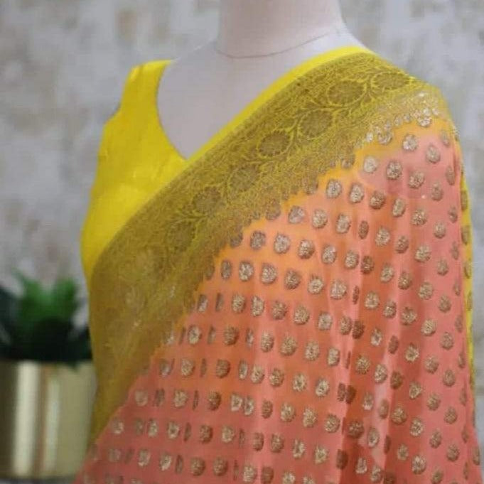 Peach Heavy Banarasi Saree - jhakhas.com
