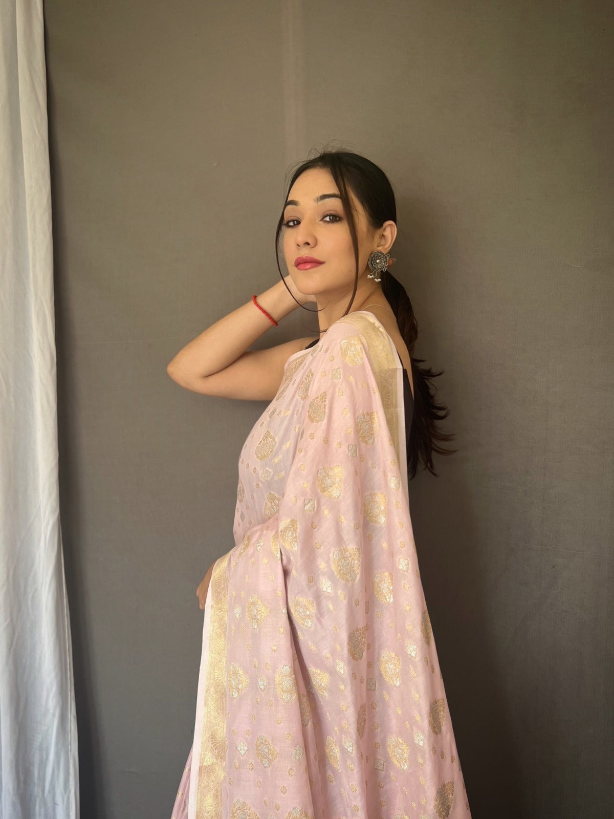 Pink Muslin Silk Saree