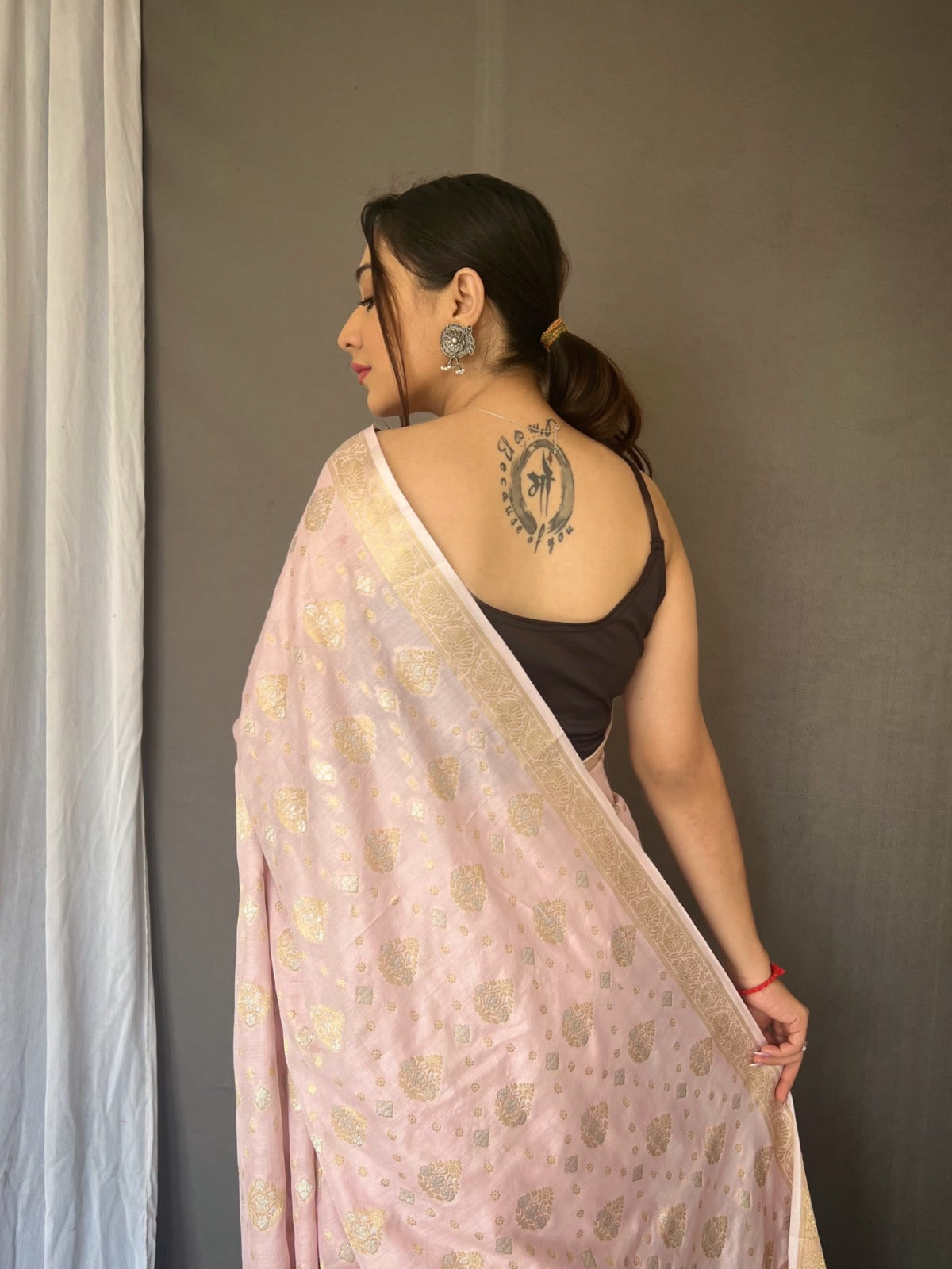 Pink Muslin Silk Saree