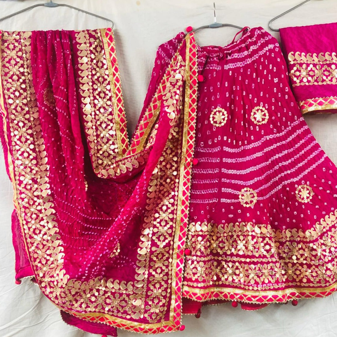 Pink Bandhej Lehenga Chunni, Buy Jaipuri Bandhej Lehenga , Heavy Bandhani Lehenga