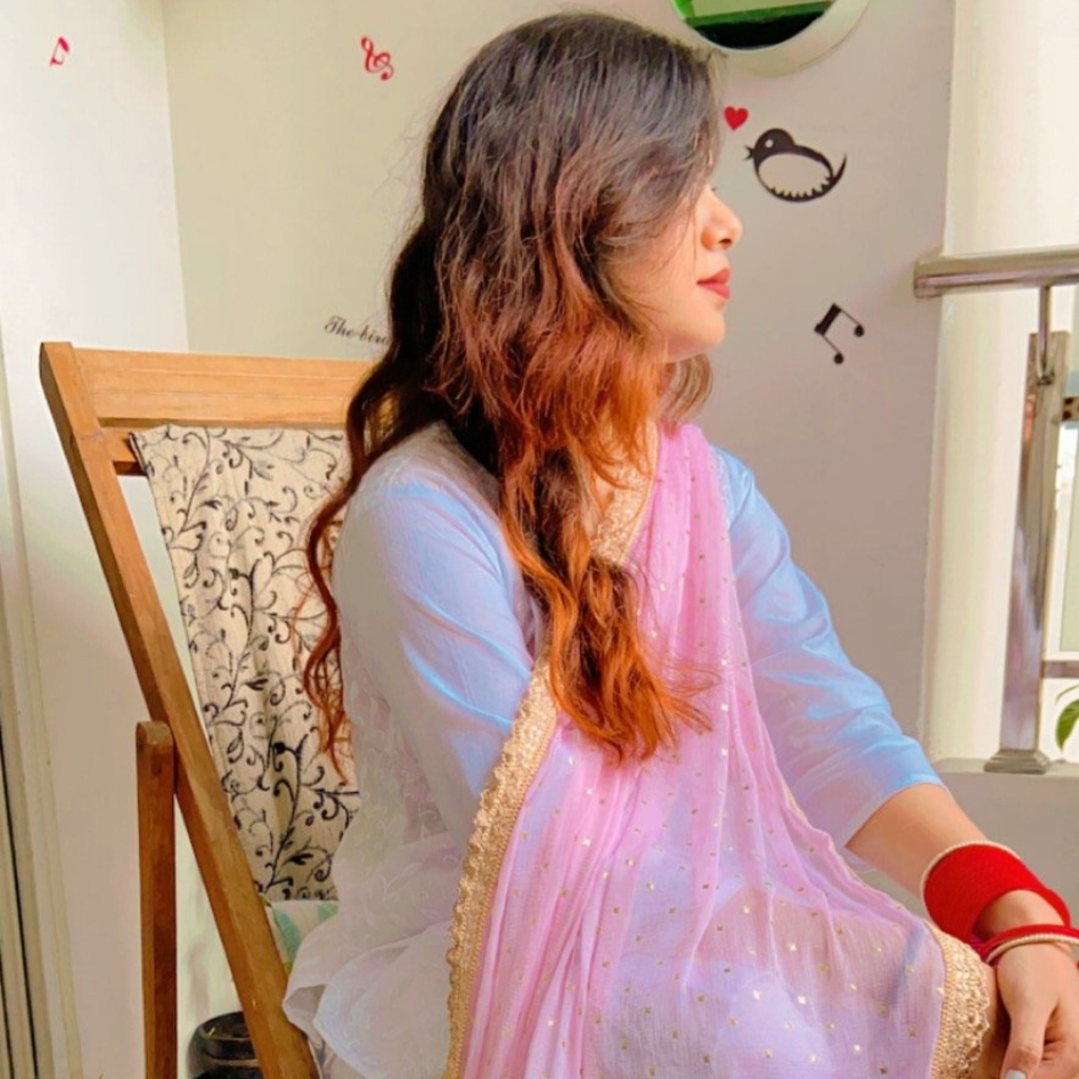 Pink Chiffon Dupatta