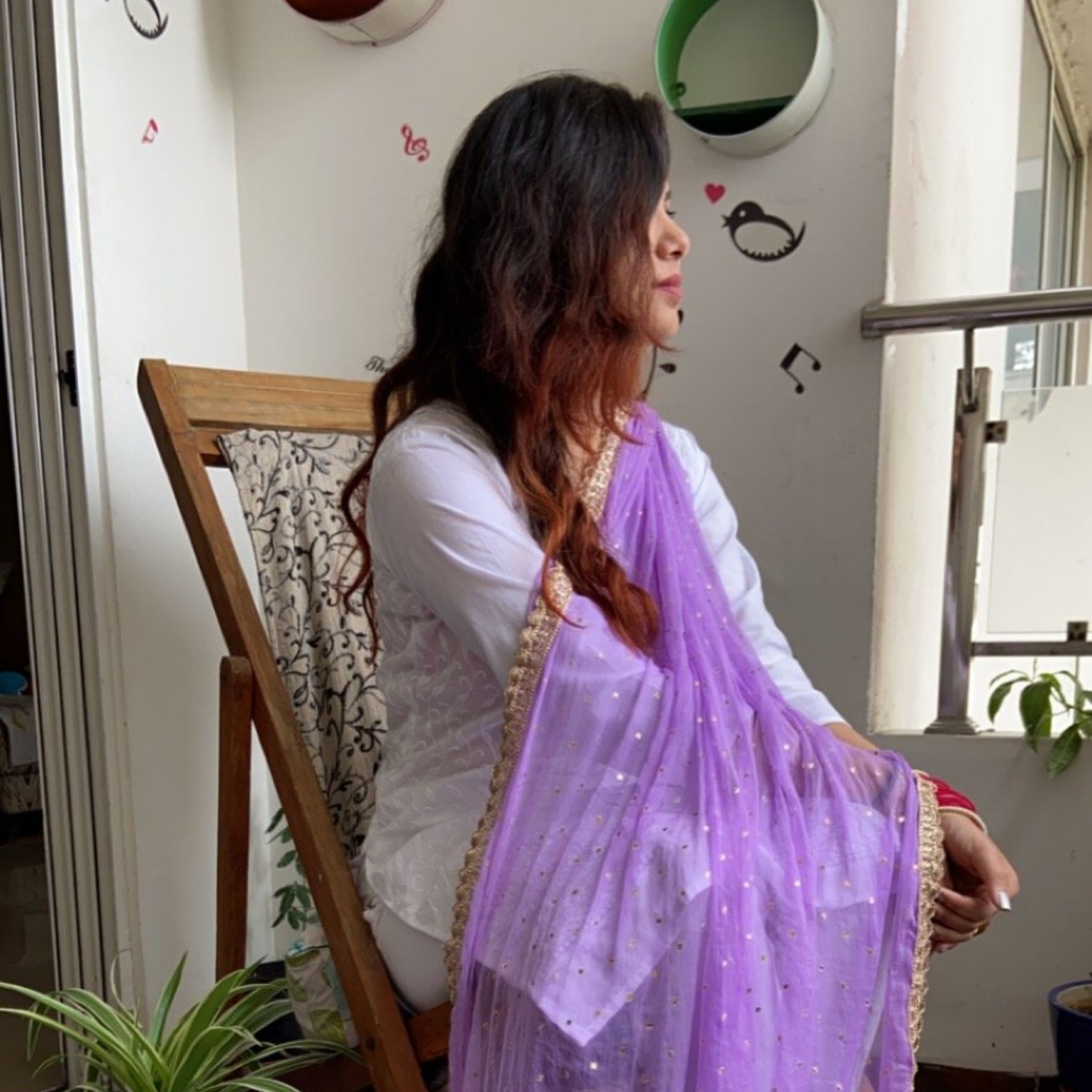Purple Chiffon Dupatta
