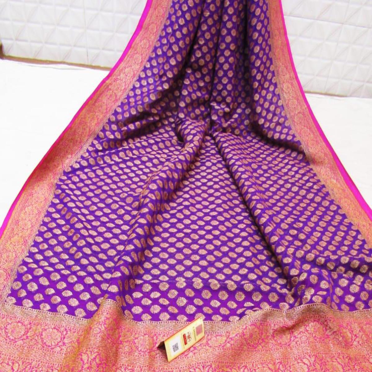 Purple Heavy Banarasi Saree - jhakhas.com