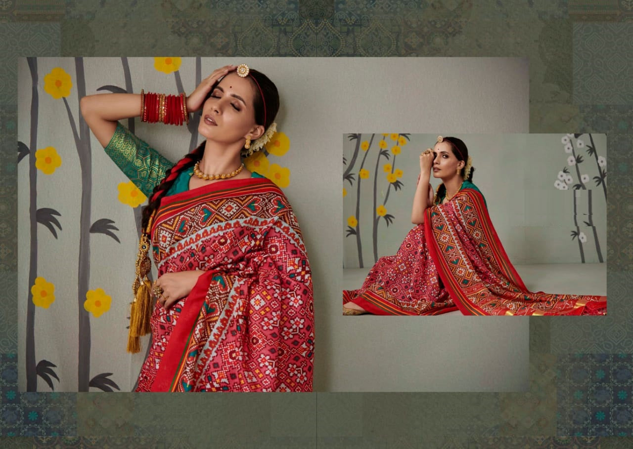 Red Printed Patola Silk Saree
