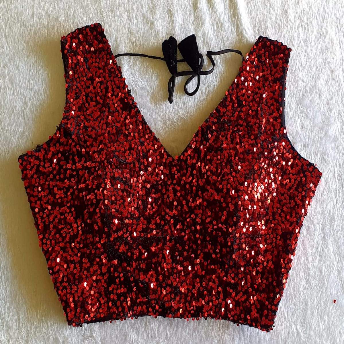 Red cheap sequin blouse