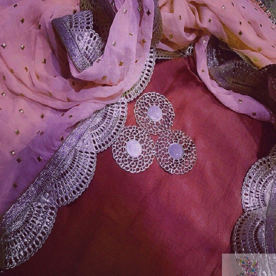 Red Punjabi Suit With Designer Peach Dupatta - jhakhas.com