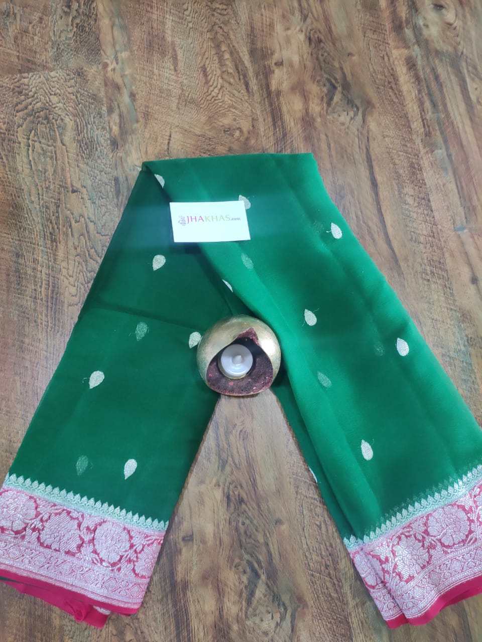 Green And Pink Banarasi Khaddi Georgette Saree