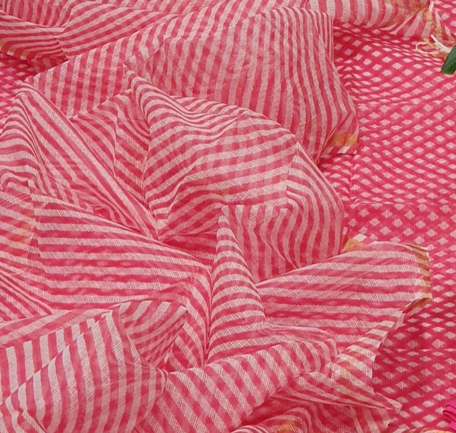 Pink - Leheriya Kota Doria Cotton Blouse Piece 02
