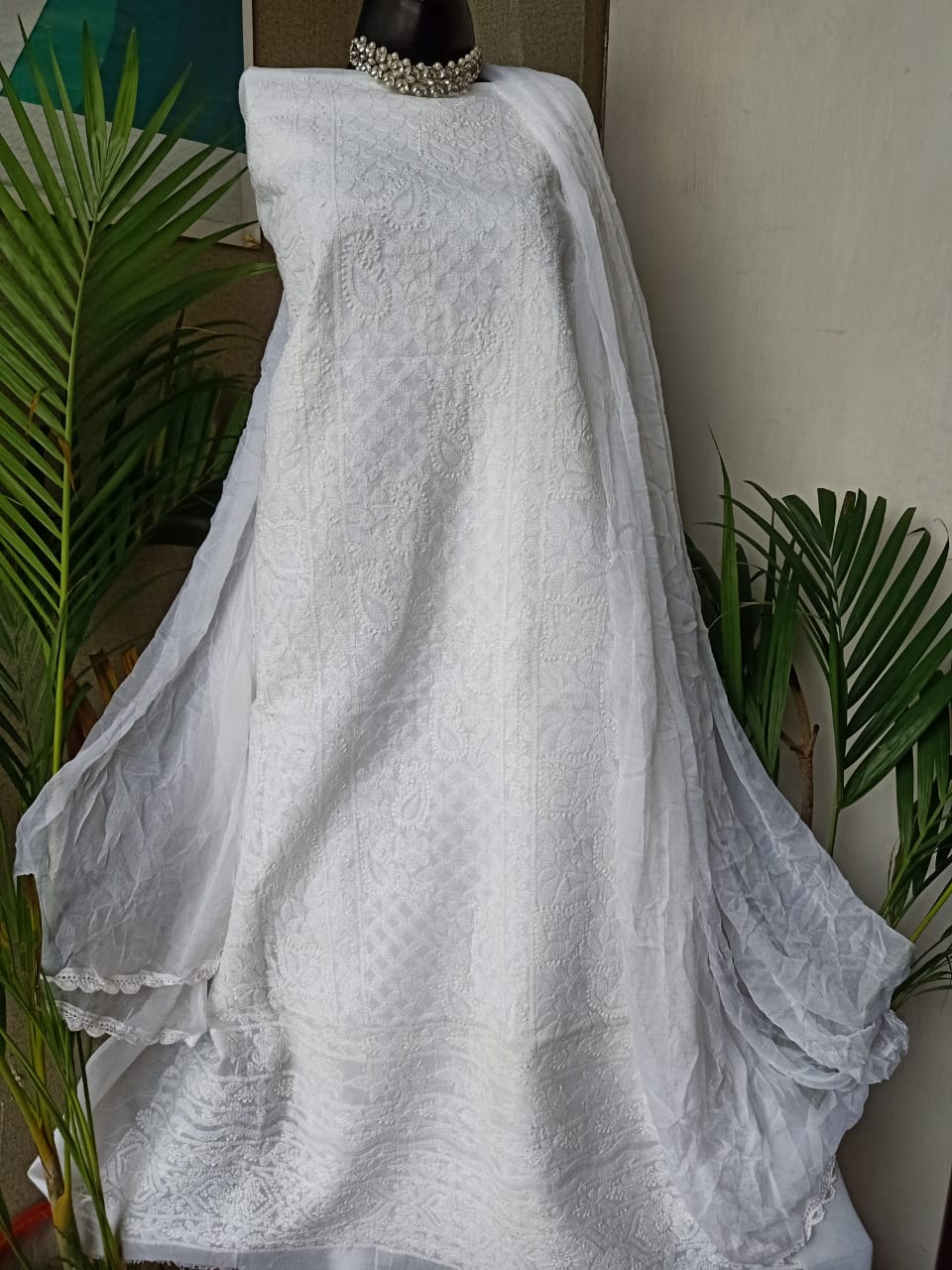 Attractive Cotton chikankari salwar suit in white - jhakhas.com