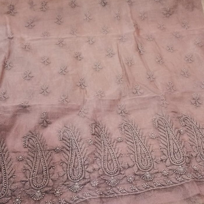 Onion Pink Organza Chikankari Salwar Suit unstitched