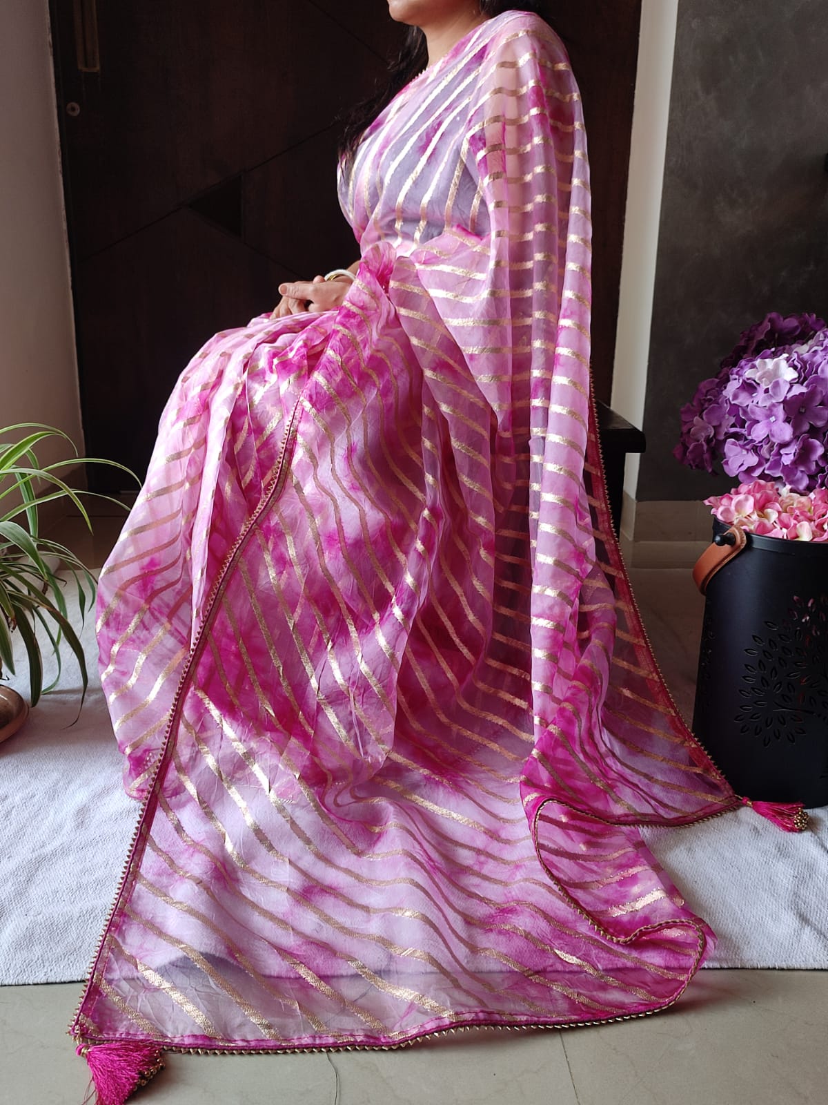 Pink Organza Saree