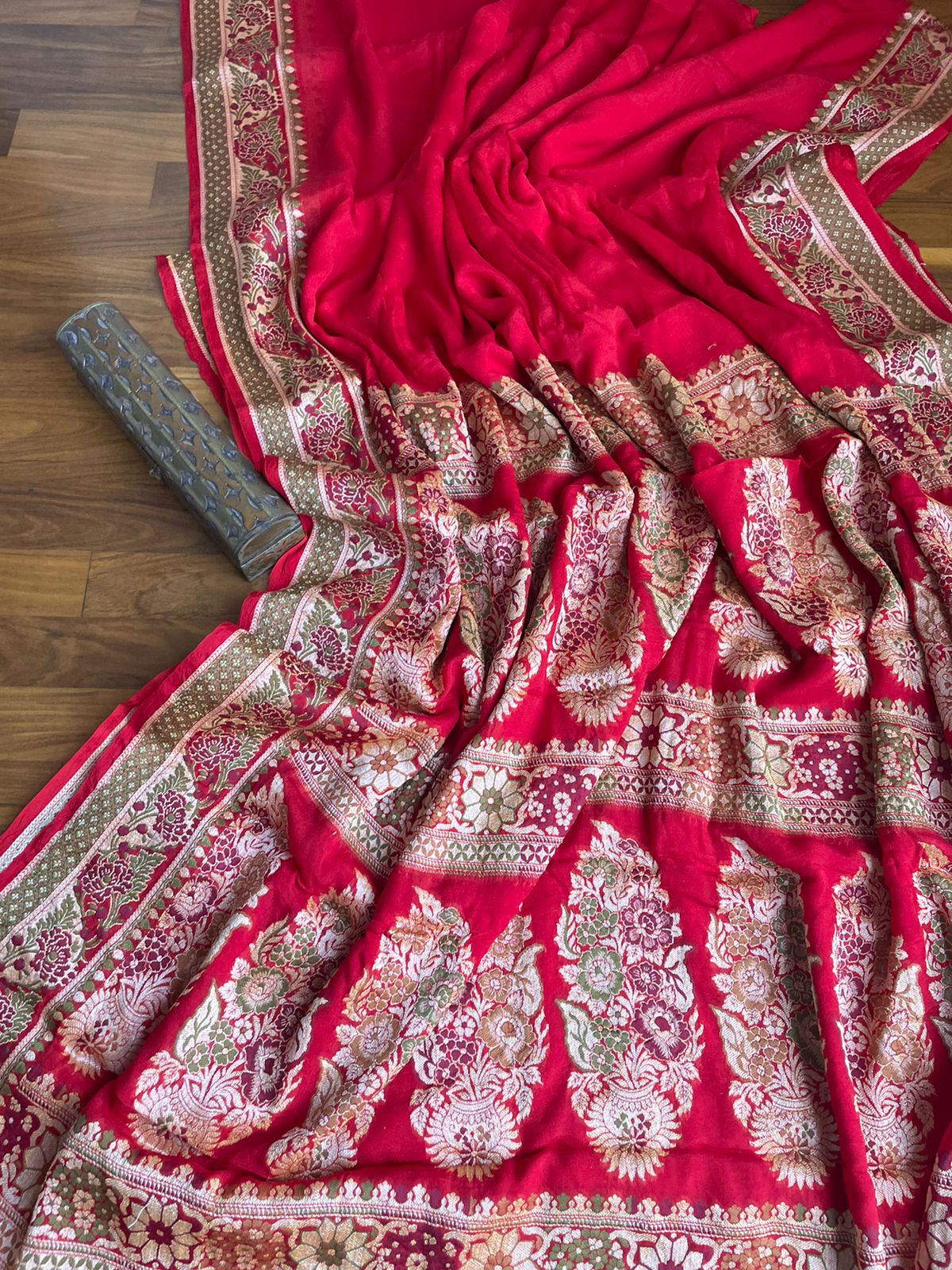 Red Banarasi Meenakari Saree