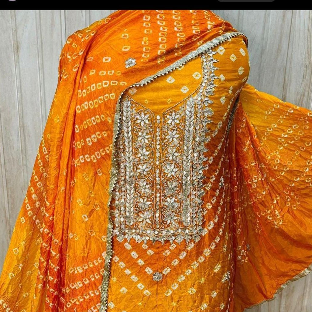 Yellow Bandhej Silk Suit