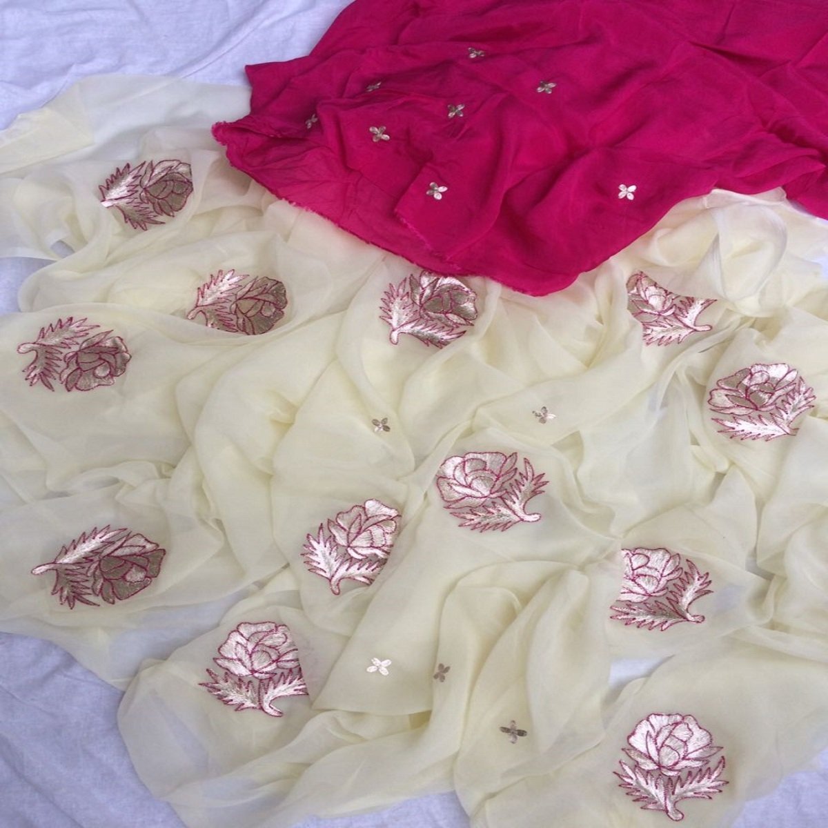 White Pure Chiffon Gota Work,Buy Now,Traditional Saree,Shop Now,Bandhej Saree