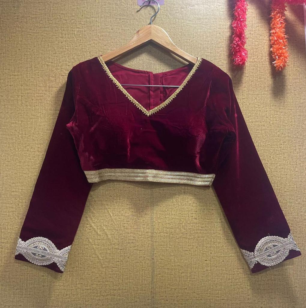 Wine Designer Velvet Blouse