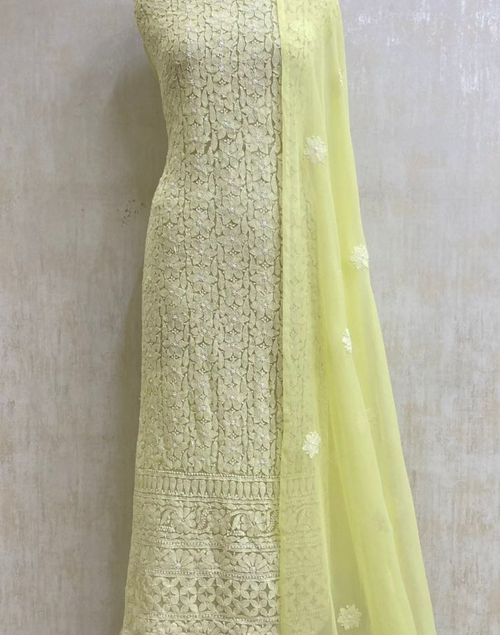 Buy Yellow Modal Party Wear Lucknowi Work Cord Set Online From