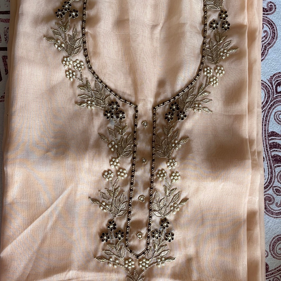 Peach Color Organza Kurti