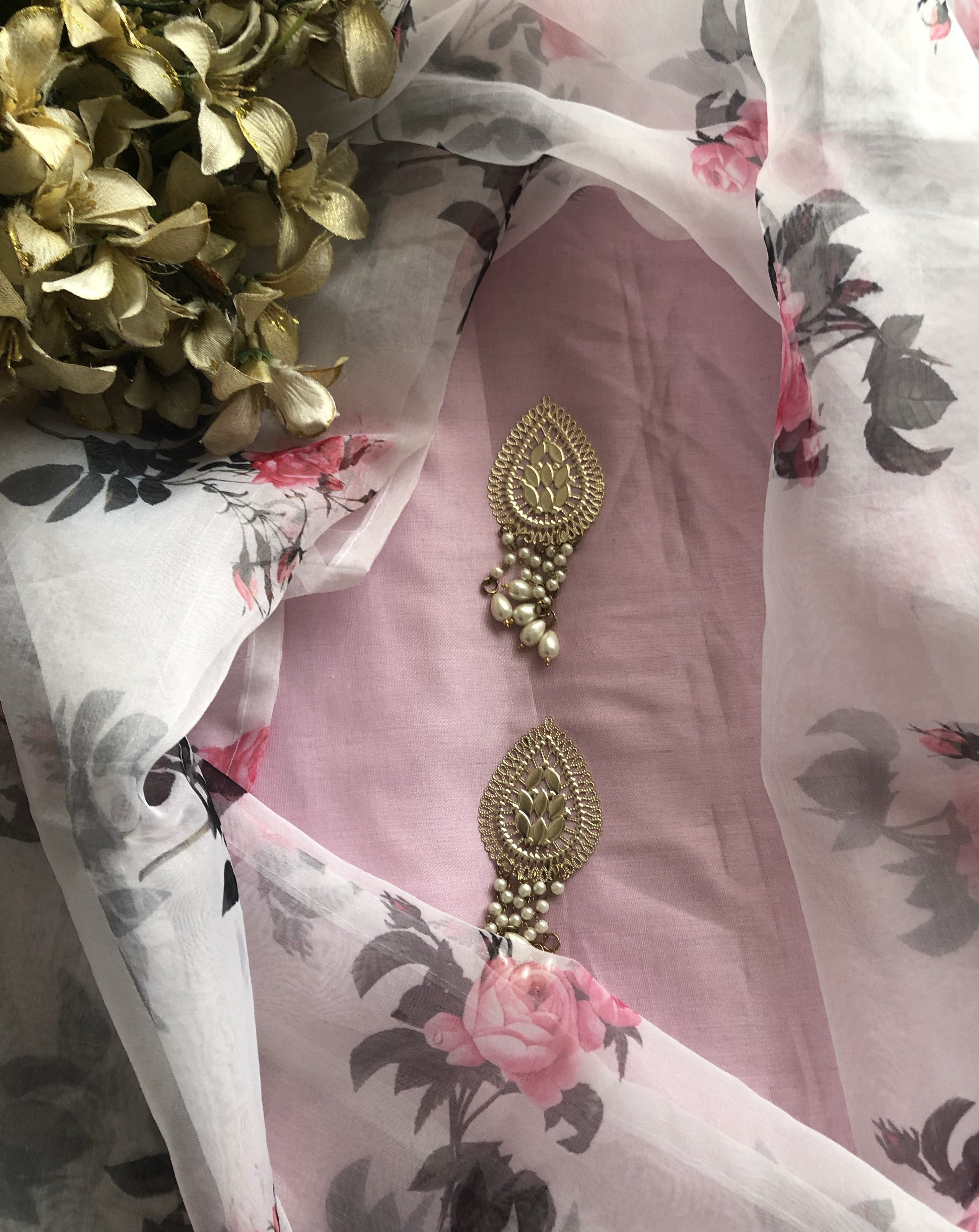 Fancy Floral Organza Dupatta Salwar Suit - jhakhas.com