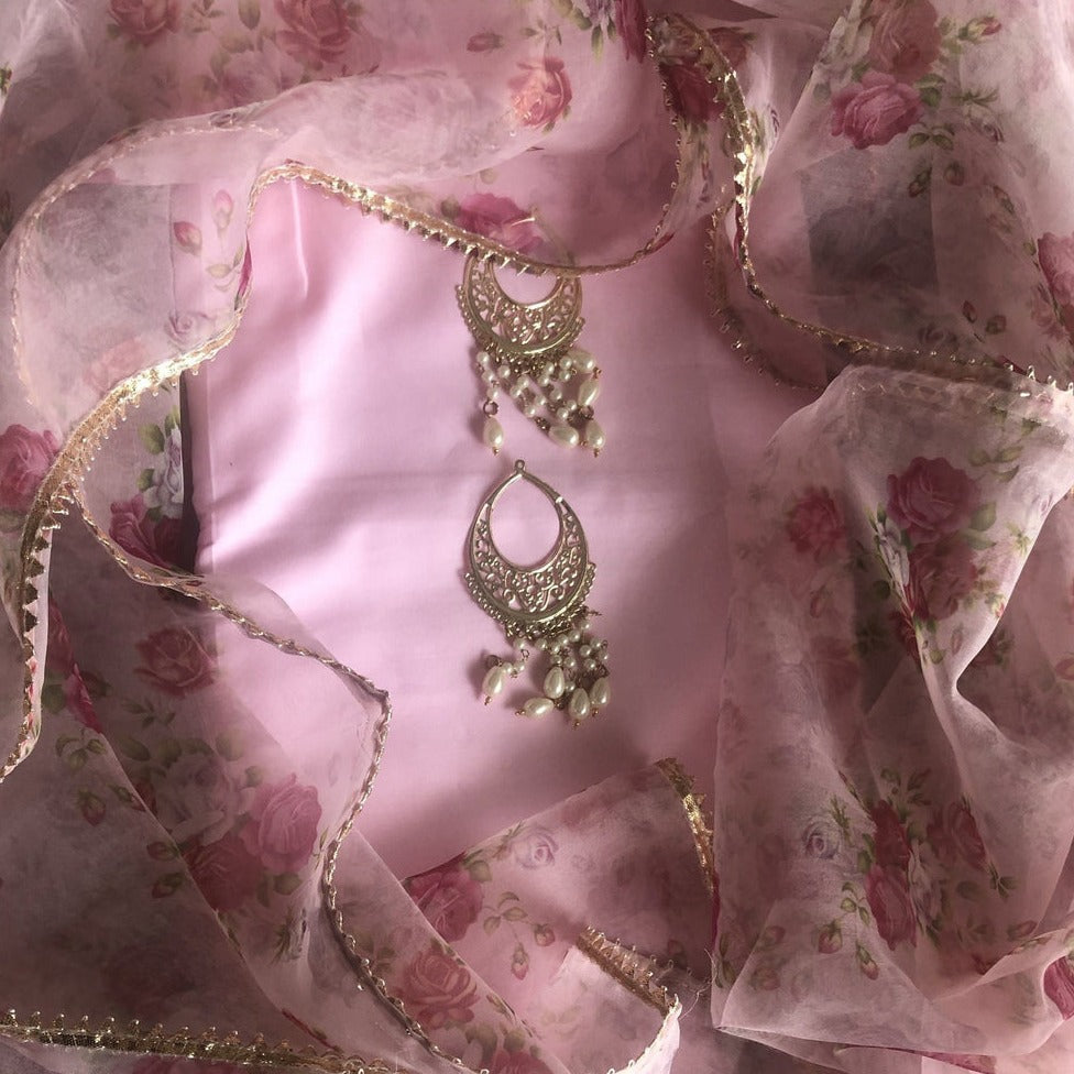 Designer Salwar Suit With organza Dupatta