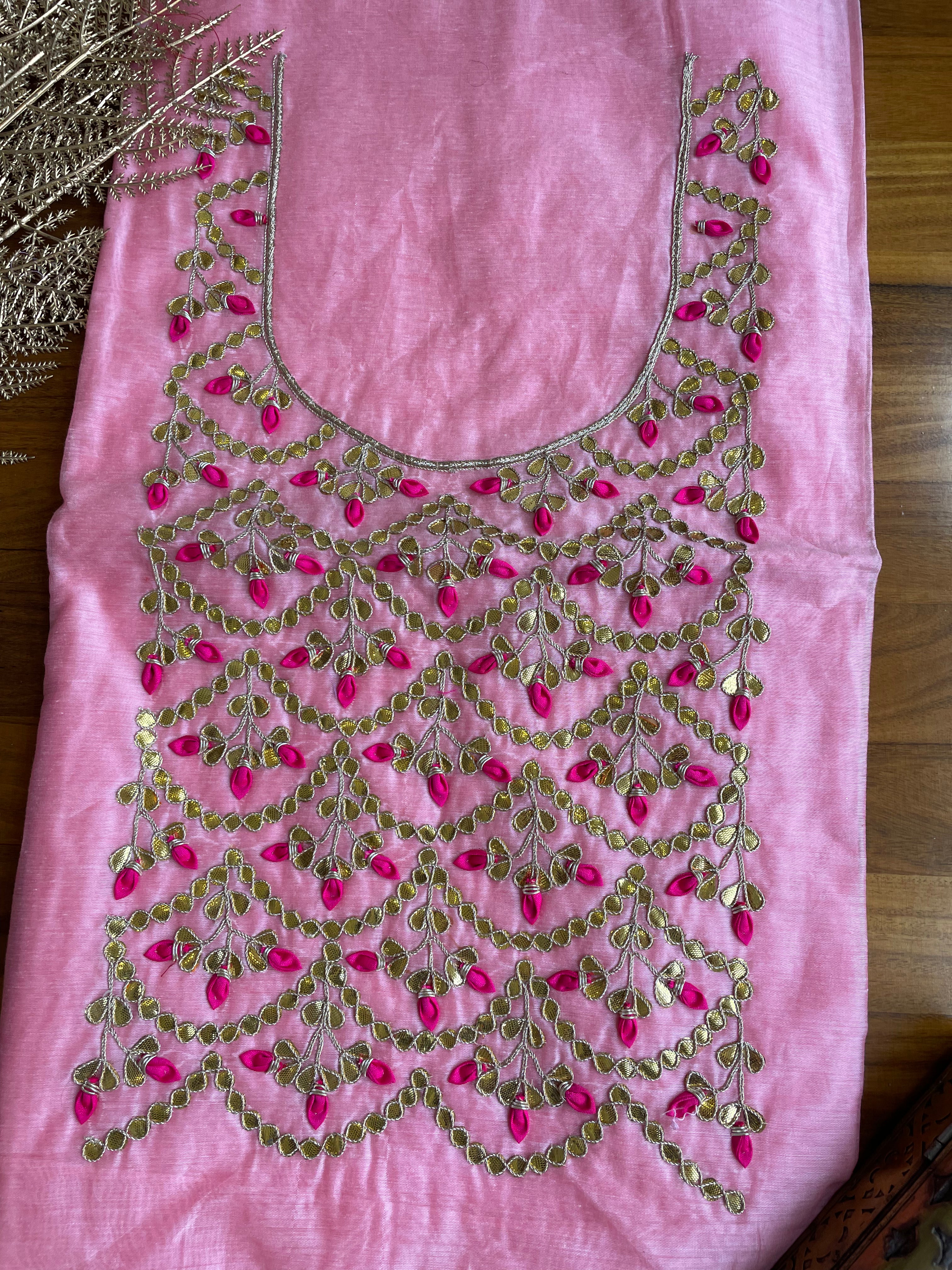 Pink Gota Patti Chanderi Kurti