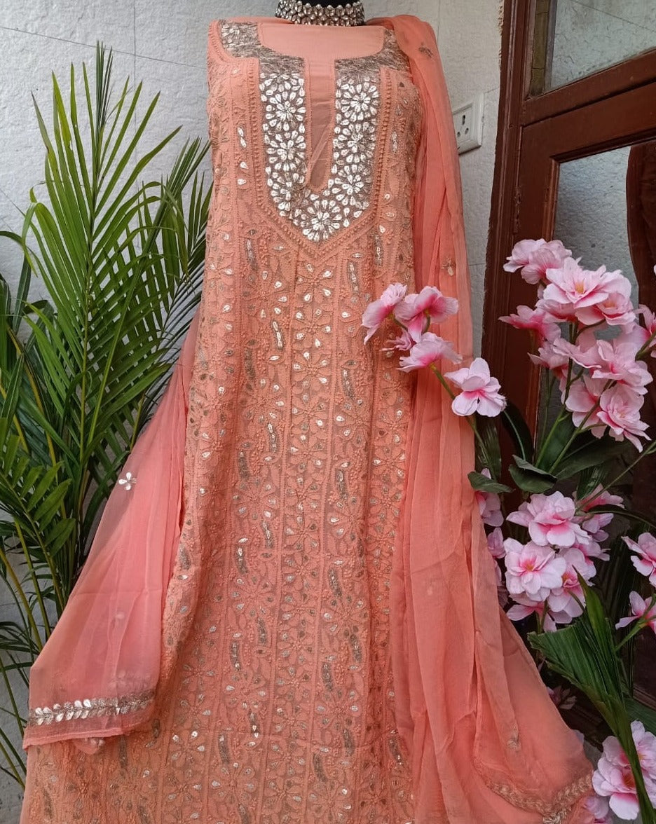 Gorgeous Chikankari Gota Salwar Suit - jhakhas.com