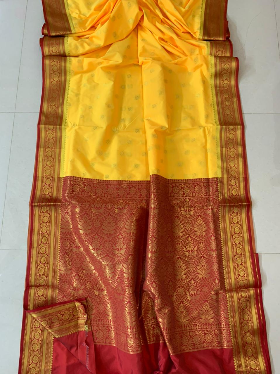 Banarasi Silk Saree In Yellow,Upada Silk Saree,Silk Sarees Online