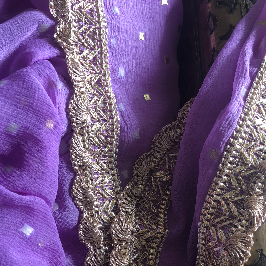Designer Dupatta In Purple - jhakhas.com