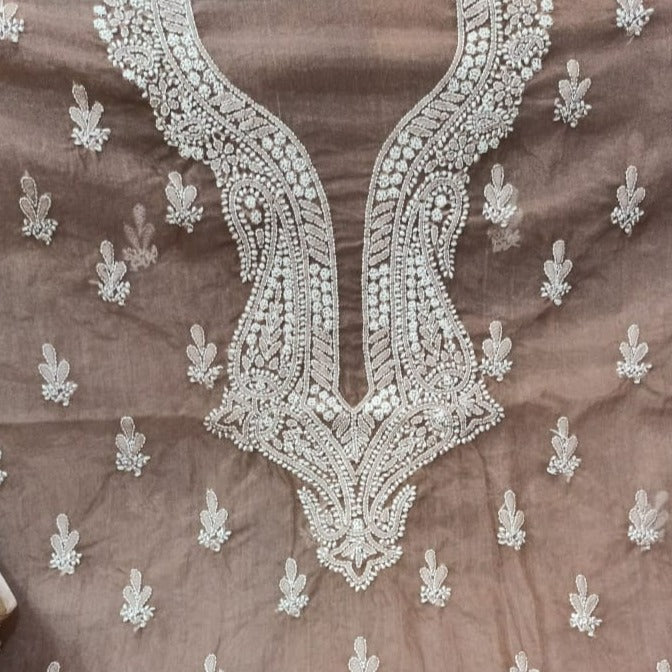 Buy Brown Organza Chikankari Salwar Suit,Designer Chikankari Suits,Jhakhas