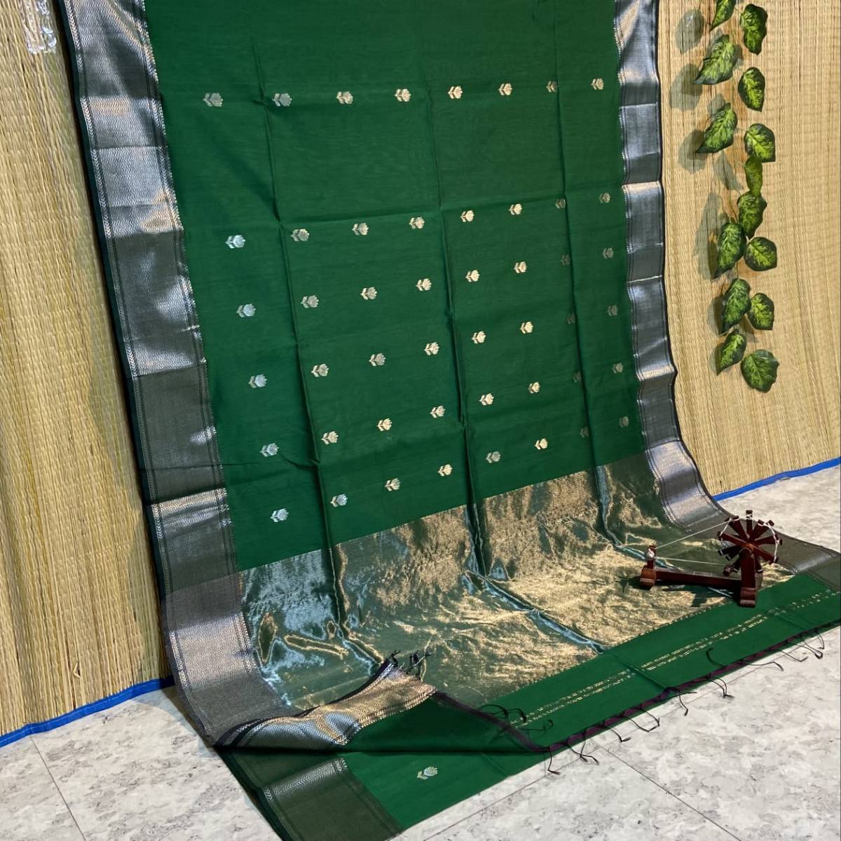 Green Maheshwari saree