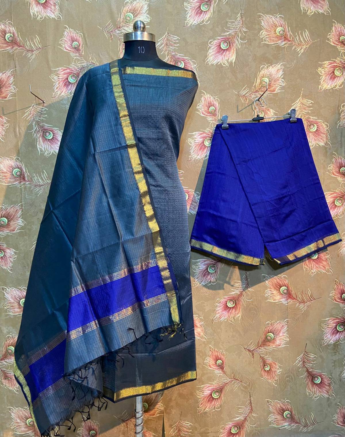 Grey Maheshwari salwar suit