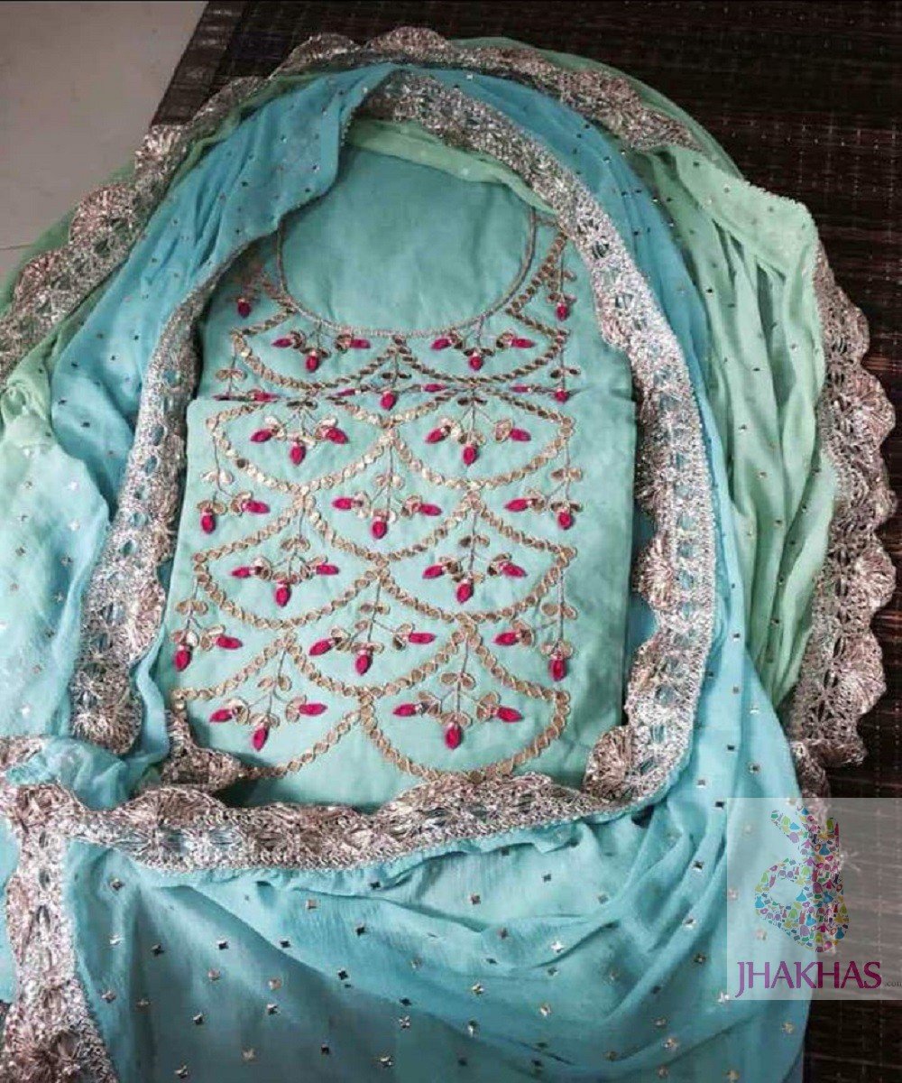 Stylish Sky Blue Gotawork Salwar Suit - jhakhas.com