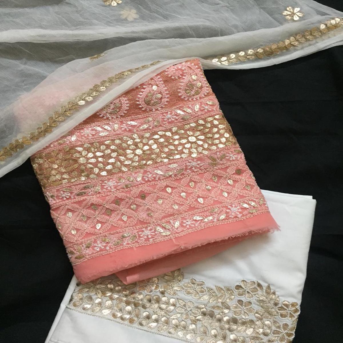 Georgette Pink Chikankari Gota Patti Salwar Suits on jhakhas