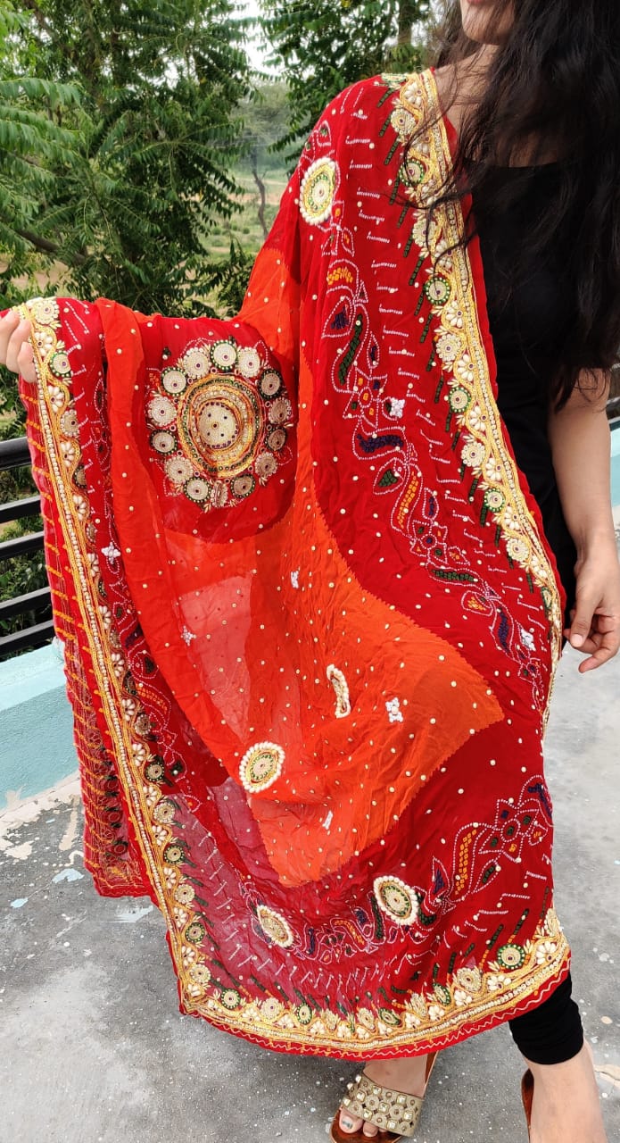 Buy SAREE GHAR SG476 Women's Uppada Zari Jaipuri Bandhani Chunri Silk Saree  with Blouse Piece (Maroon) at Amazon.in