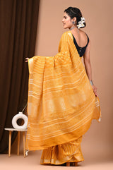 Yellow Pure Linen Saree