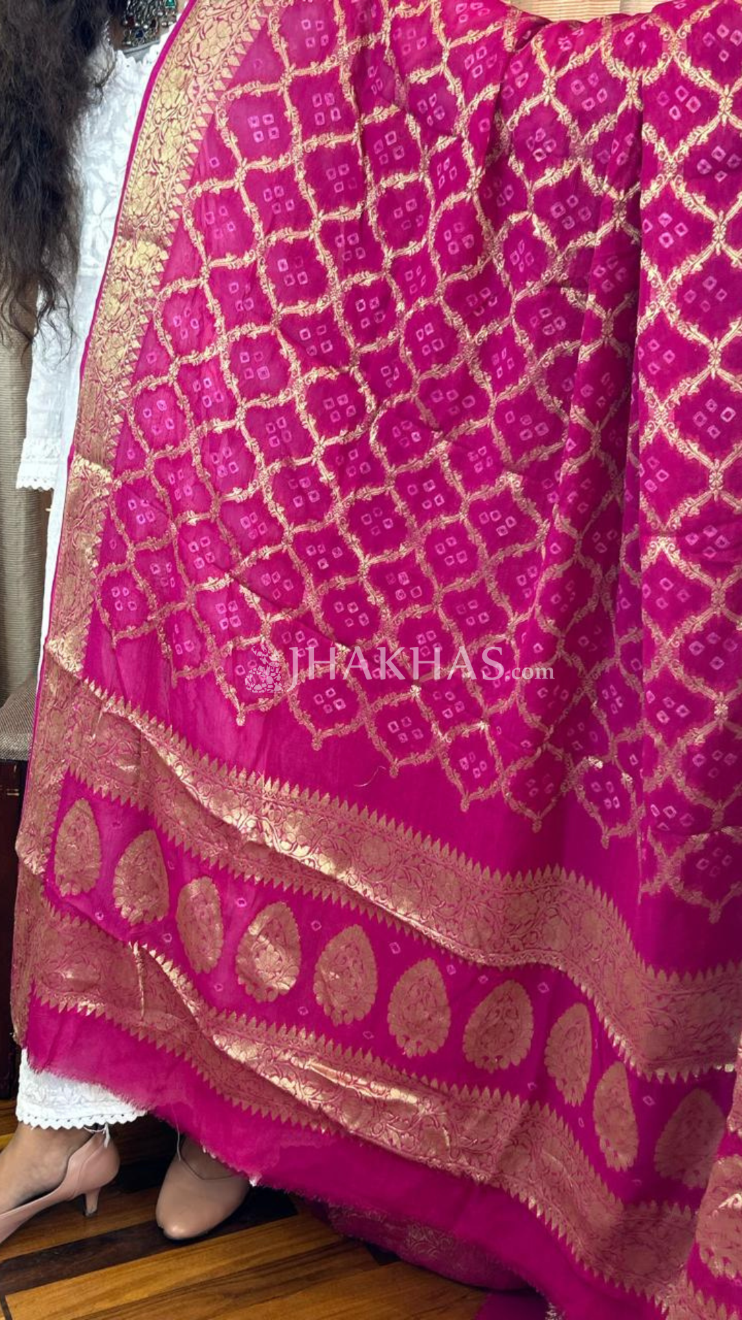 Rani Pink Banarasi Gharchola Georgette Dupatta