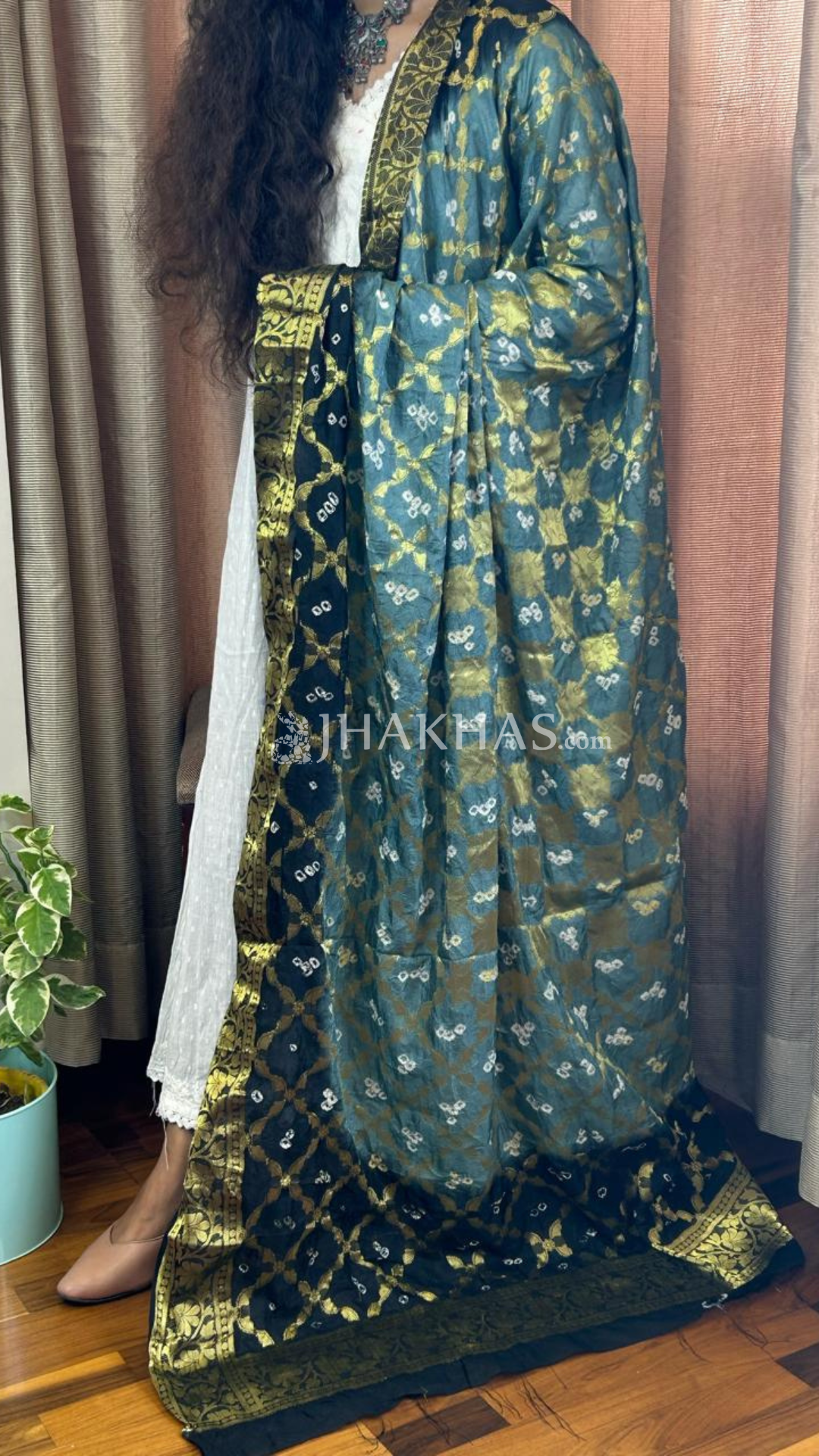 Green Blue soft silk dupatta gharchola Banarasi 