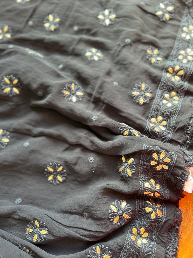Black Georgette Chikankari Gota Salwar Suit