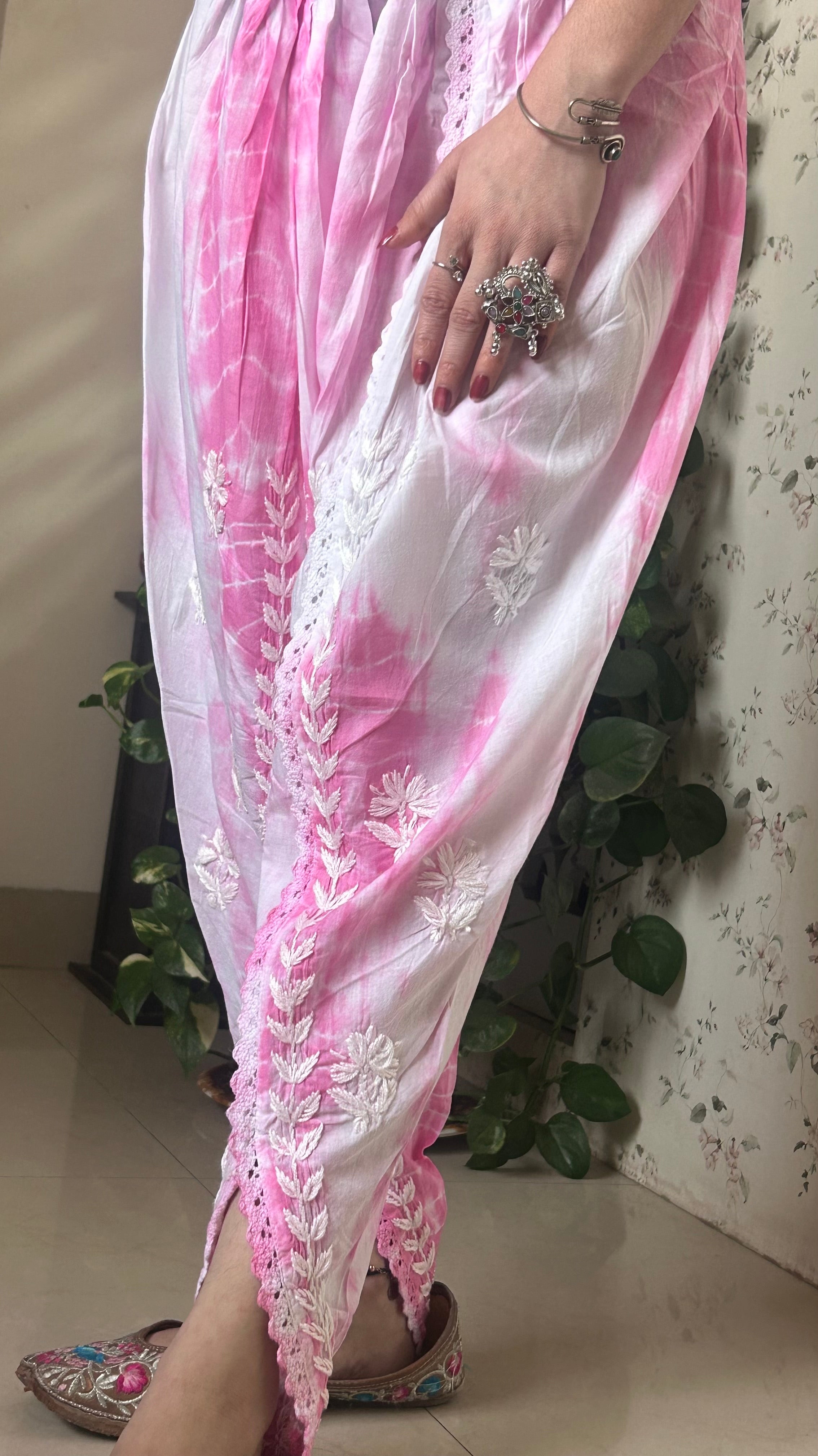 Tie N Die Pink Chikankari Dhoti Salwar